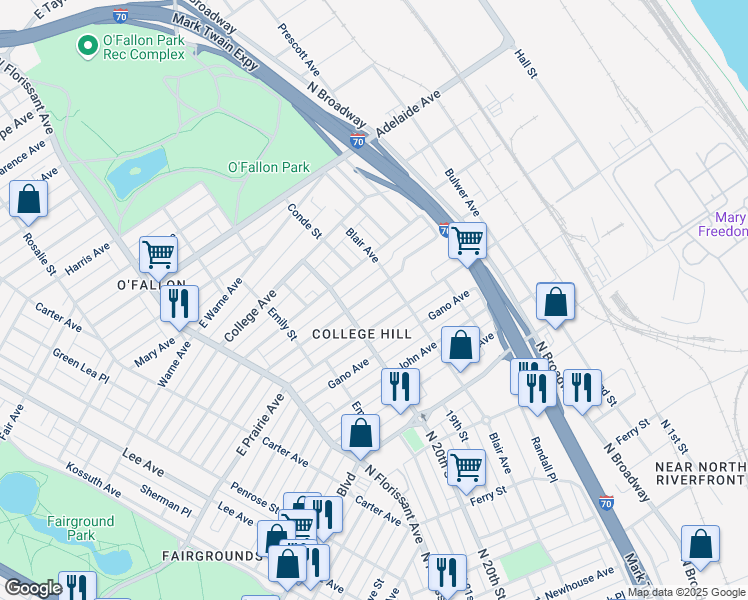 map of restaurants, bars, coffee shops, grocery stores, and more near 1518 De Soto Avenue in St. Louis