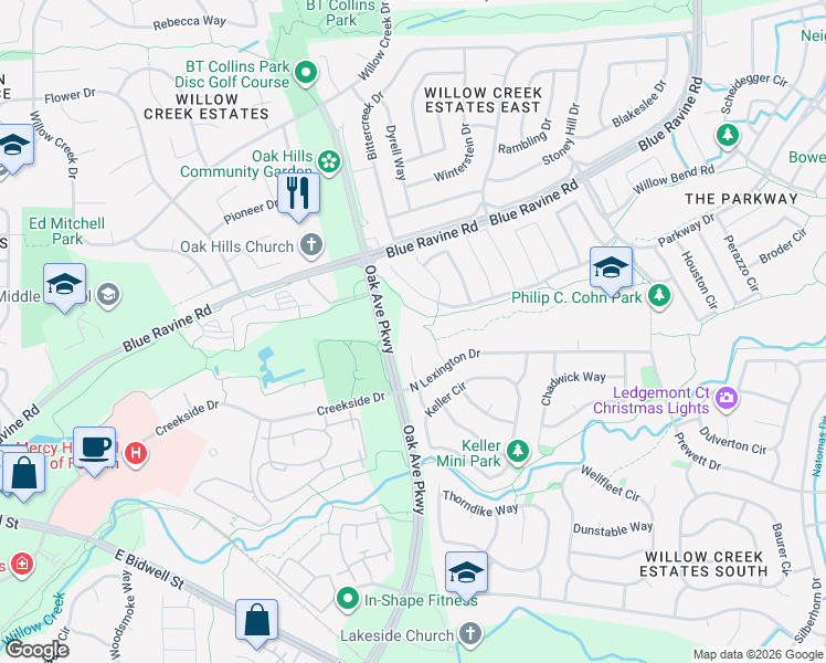 map of restaurants, bars, coffee shops, grocery stores, and more near 951 Oak Avenue Parkway in Folsom