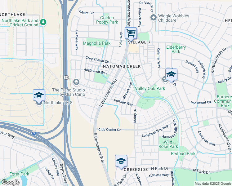 map of restaurants, bars, coffee shops, grocery stores, and more near 5300 Cliff House Way in Sacramento