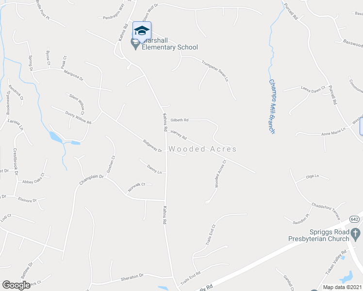 map of restaurants, bars, coffee shops, grocery stores, and more near 7015 Harvey Road in Manassas