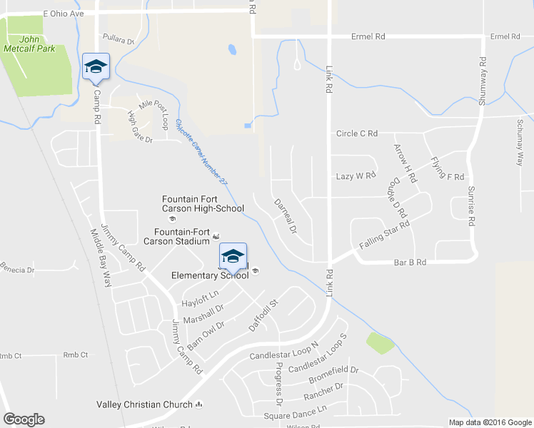 map of restaurants, bars, coffee shops, grocery stores, and more near 11230 Falling Star Road in Fountain