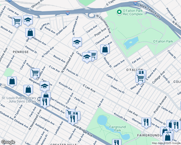 map of restaurants, bars, coffee shops, grocery stores, and more near 4236 Athlone Avenue in St. Louis