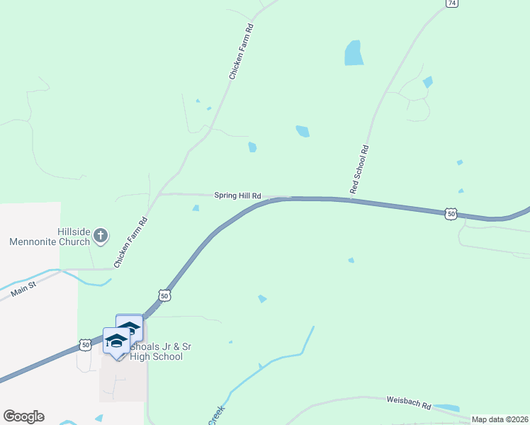 map of restaurants, bars, coffee shops, grocery stores, and more near 8392 U.S. 50 in Shoals