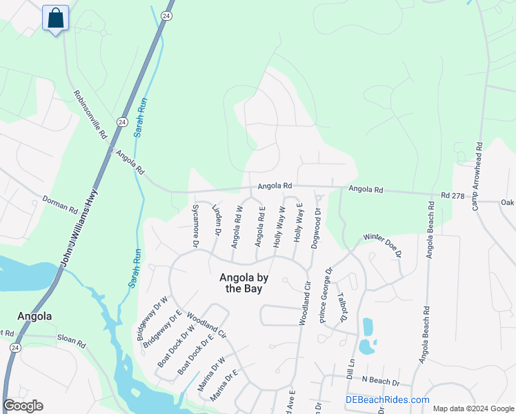 map of restaurants, bars, coffee shops, grocery stores, and more near 22832 Angola Road East in Lewes