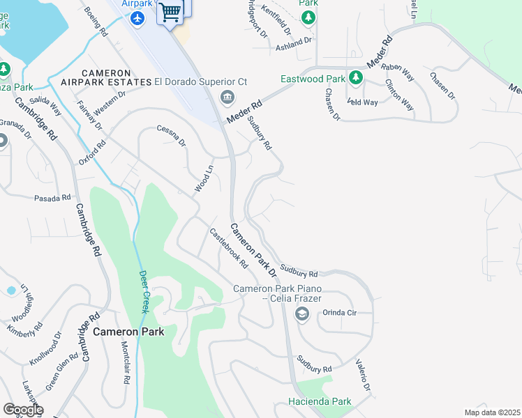 map of restaurants, bars, coffee shops, grocery stores, and more near 3451 Verano Way in Cameron Park