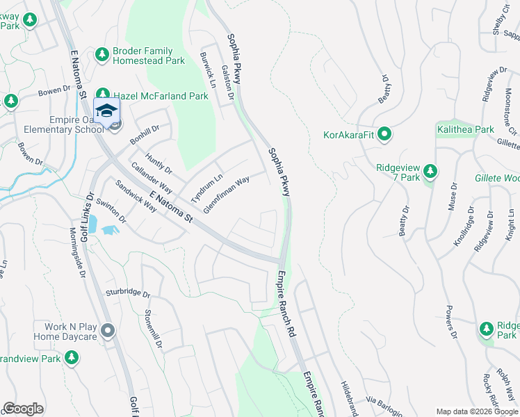 map of restaurants, bars, coffee shops, grocery stores, and more near 2025 Larkhall Circle in Folsom
