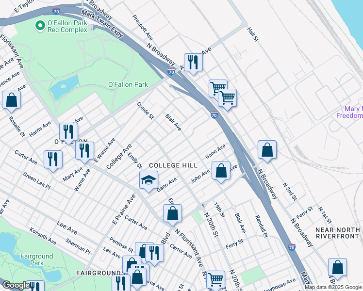 map of restaurants, bars, coffee shops, grocery stores, and more near 1518 De Soto Avenue in St. Louis