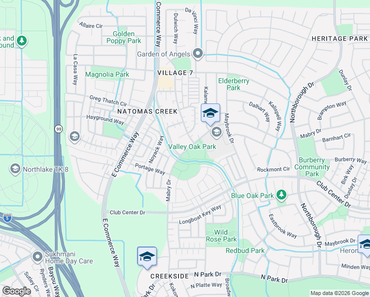 map of restaurants, bars, coffee shops, grocery stores, and more near 2780 Mabry Drive in Sacramento