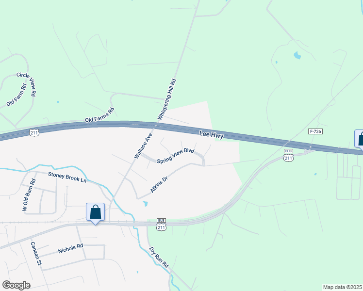 map of restaurants, bars, coffee shops, grocery stores, and more near 5 Brown Court in Luray