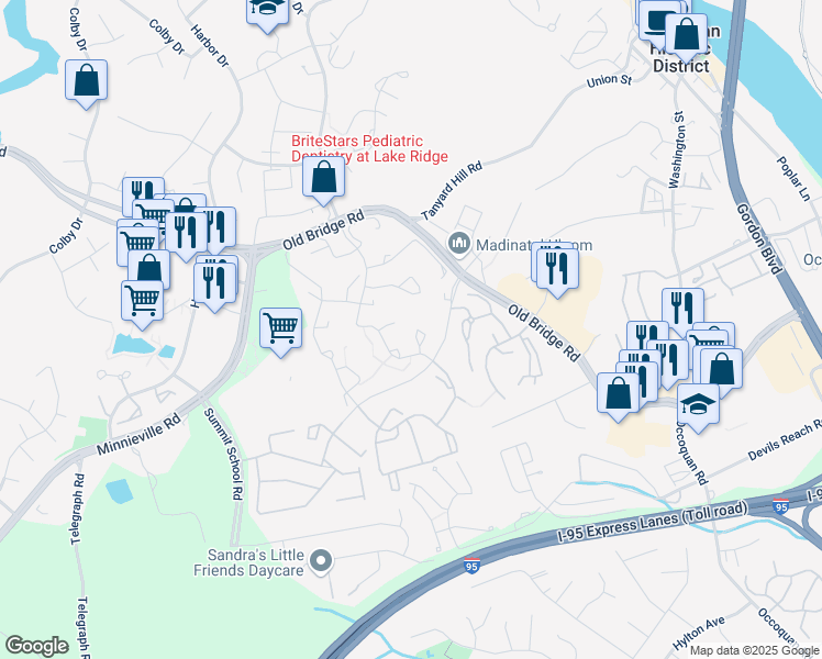 map of restaurants, bars, coffee shops, grocery stores, and more near 12754 Gazebo Court in Woodbridge