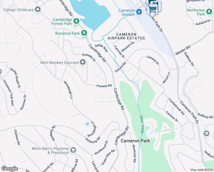 map of restaurants, bars, coffee shops, grocery stores, and more near Granada Drive & Pasada Road in Shingle Springs