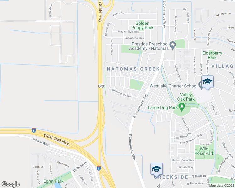 map of restaurants, bars, coffee shops, grocery stores, and more near 18 Suffolk Hills Place in Sacramento