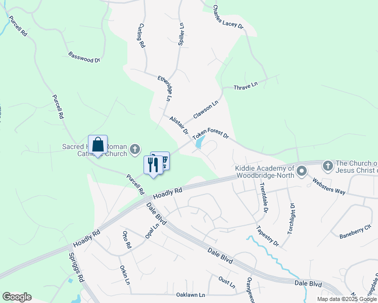 map of restaurants, bars, coffee shops, grocery stores, and more near 12816 Glen Forest Court in Manassas