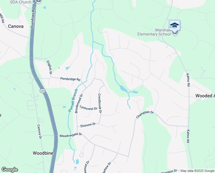 map of restaurants, bars, coffee shops, grocery stores, and more near 7868 Leroux Lane in Manassas