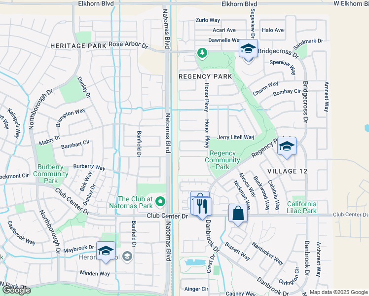 map of restaurants, bars, coffee shops, grocery stores, and more near 271 Bill Bean Circle in Sacramento
