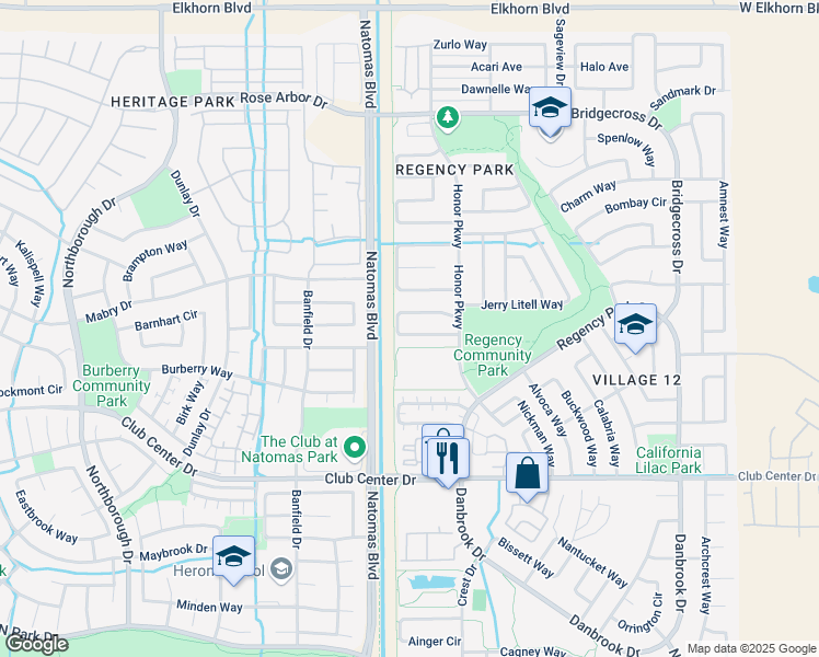 map of restaurants, bars, coffee shops, grocery stores, and more near 271 Bill Bean Circle in Sacramento