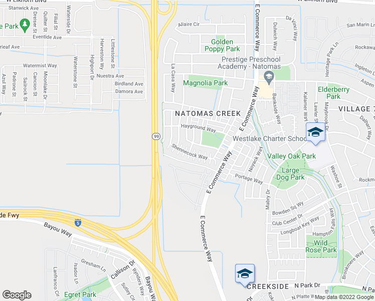 map of restaurants, bars, coffee shops, grocery stores, and more near 2 Crystal Coast Place in Sacramento