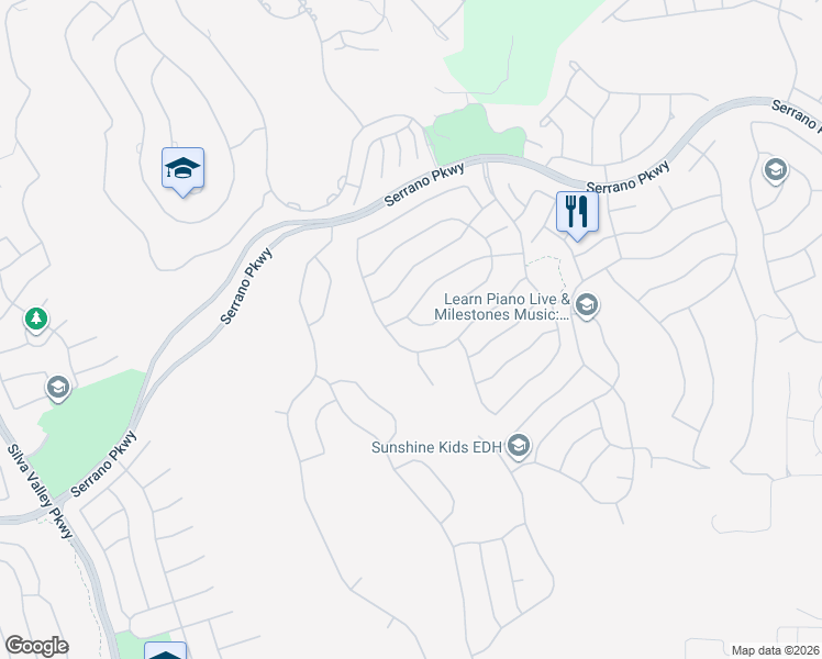 map of restaurants, bars, coffee shops, grocery stores, and more near 3023 Borgata Way in El Dorado Hills