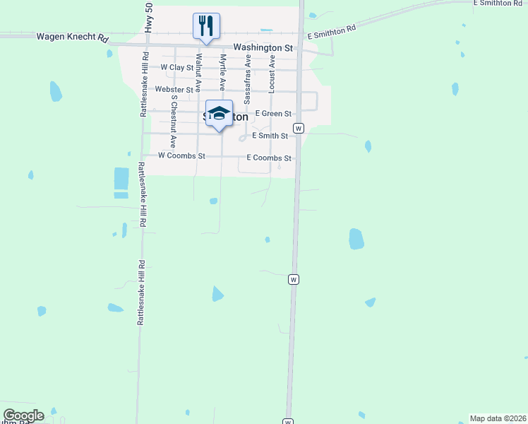 map of restaurants, bars, coffee shops, grocery stores, and more near 700 Locust Avenue in Smithton