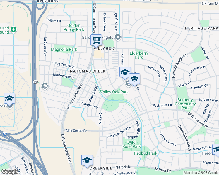 map of restaurants, bars, coffee shops, grocery stores, and more near 23 Signac Court in Sacramento