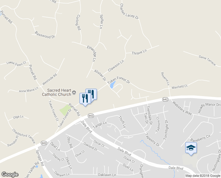 map of restaurants, bars, coffee shops, grocery stores, and more near 12816 Glen Forest Court in Manassas