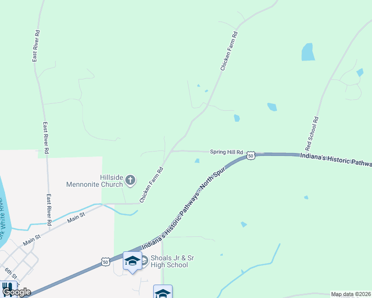 map of restaurants, bars, coffee shops, grocery stores, and more near 8224 Spring Hill Road in Shoals