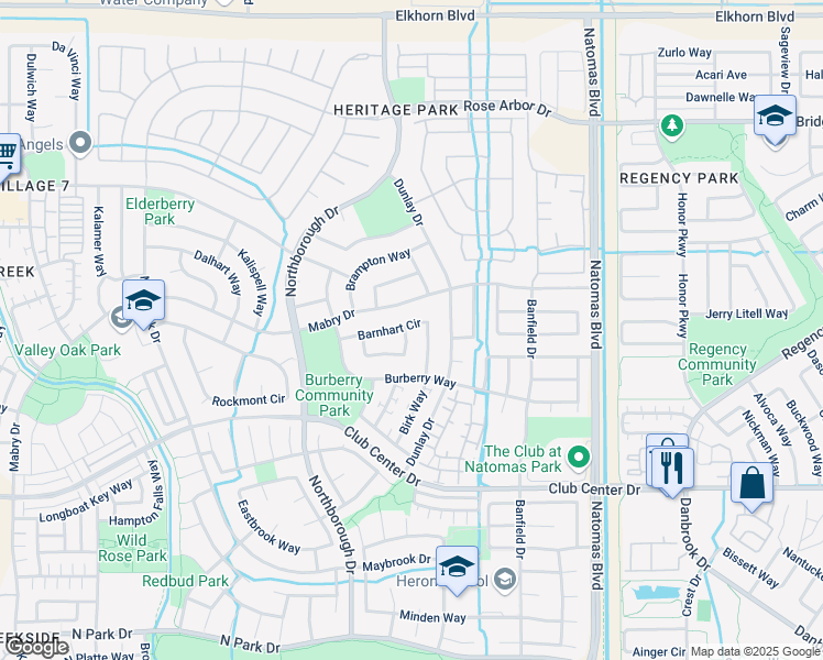 map of restaurants, bars, coffee shops, grocery stores, and more near 330 Belfont Circle in Sacramento