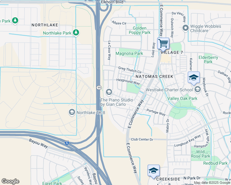 map of restaurants, bars, coffee shops, grocery stores, and more near 10 Amagansett Place in Sacramento