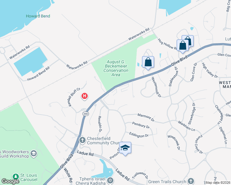map of restaurants, bars, coffee shops, grocery stores, and more near 14512 Cazado Drive in Chesterfield