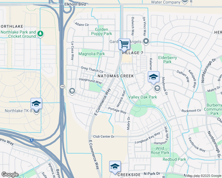 map of restaurants, bars, coffee shops, grocery stores, and more near 21 Bonack Pl in Sacramento