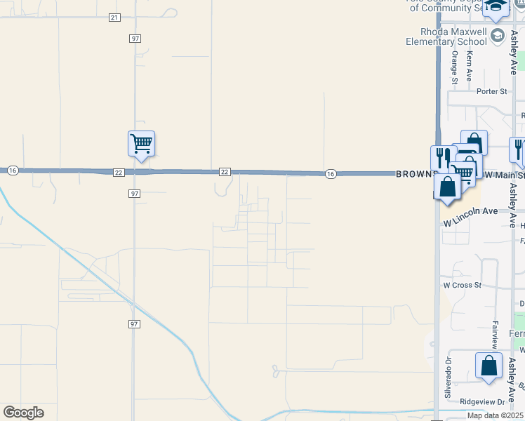 map of restaurants, bars, coffee shops, grocery stores, and more near 37437 Highway 16 in Woodland
