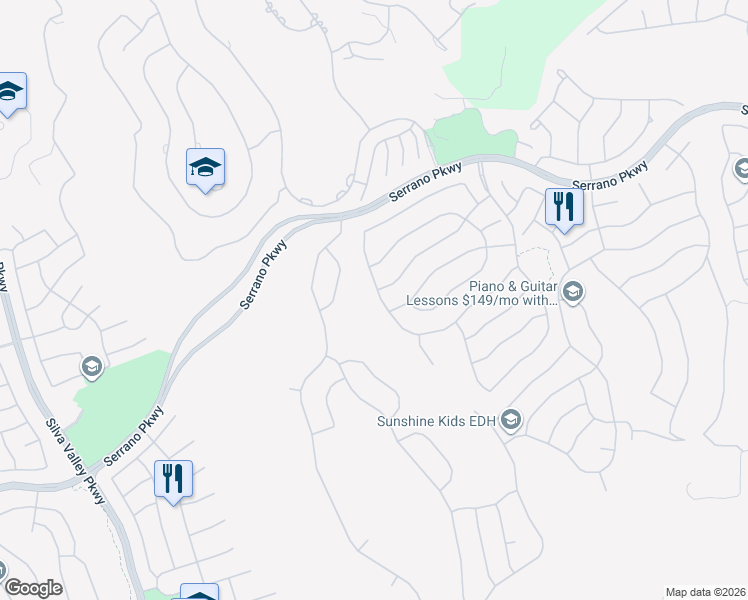 map of restaurants, bars, coffee shops, grocery stores, and more near 5188 Garlenda Drive in El Dorado Hills