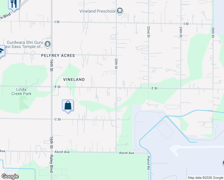 map of restaurants, bars, coffee shops, grocery stores, and more near 1936 E Street in Rio Linda