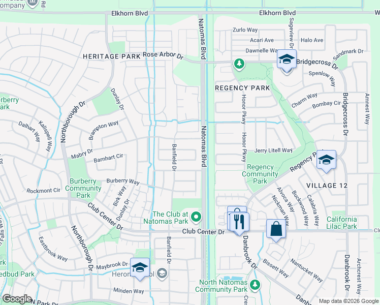 map of restaurants, bars, coffee shops, grocery stores, and more near 321 Mahonia Circle in Sacramento