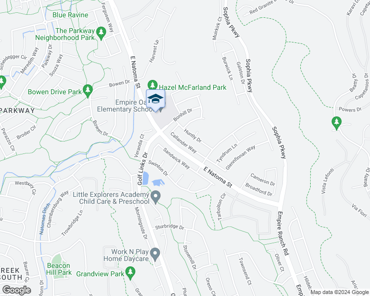 map of restaurants, bars, coffee shops, grocery stores, and more near 1073 Callander Way in Folsom