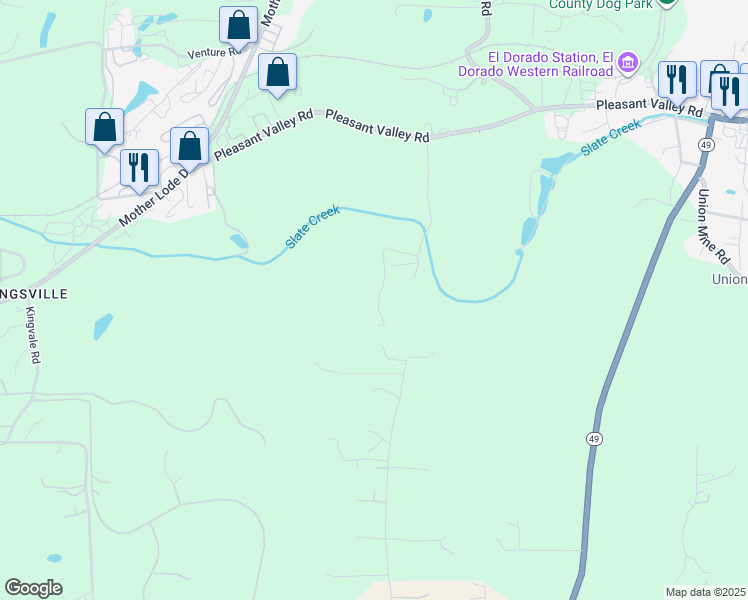 map of restaurants, bars, coffee shops, grocery stores, and more near 4990 Slate Creek Road in El Dorado County