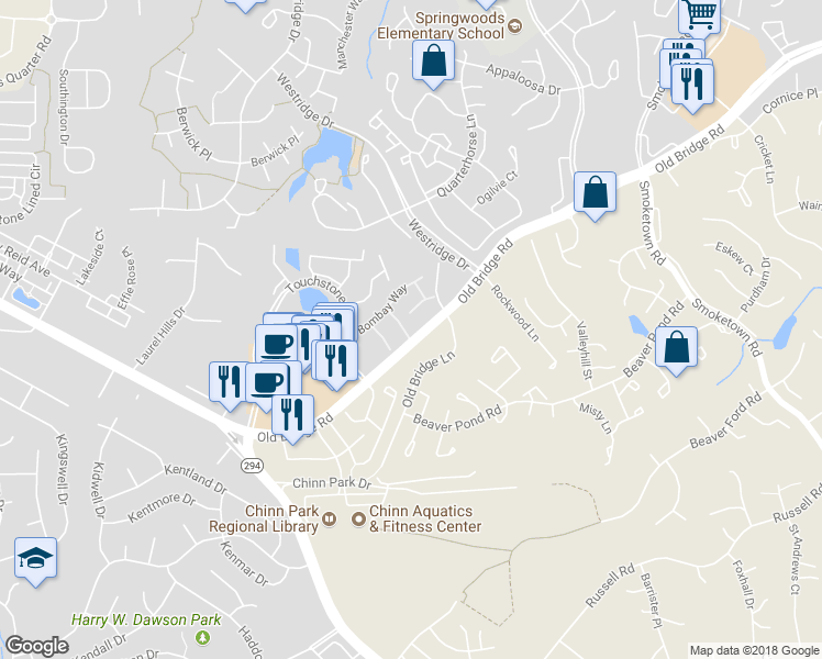 map of restaurants, bars, coffee shops, grocery stores, and more near 3982 Brussels Way in Woodbridge