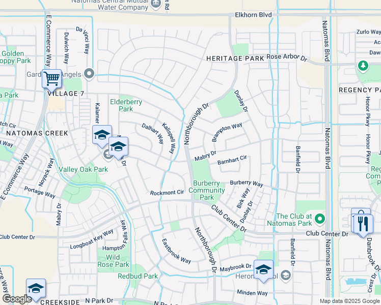 map of restaurants, bars, coffee shops, grocery stores, and more near 2496 Krameria Avenue in Sacramento