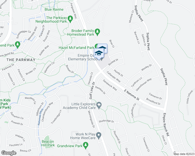 map of restaurants, bars, coffee shops, grocery stores, and more near 1021 Sandwick Way in Folsom