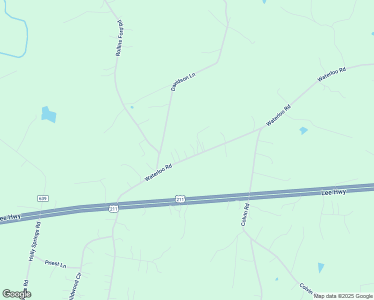 map of restaurants, bars, coffee shops, grocery stores, and more near 15365 Waterloo Road in Amissville