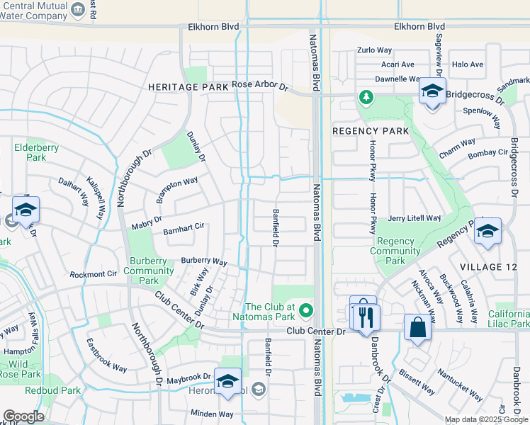 map of restaurants, bars, coffee shops, grocery stores, and more near 2150 Peakview Avenue in Sacramento