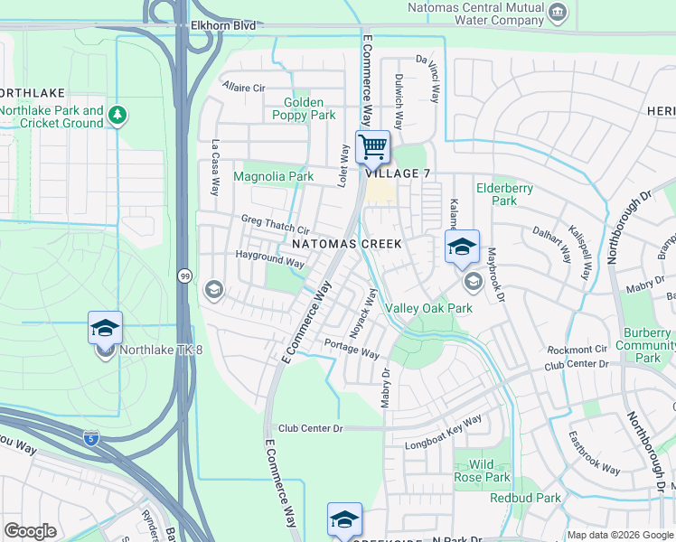 map of restaurants, bars, coffee shops, grocery stores, and more near 14 Pompano Place in Sacramento