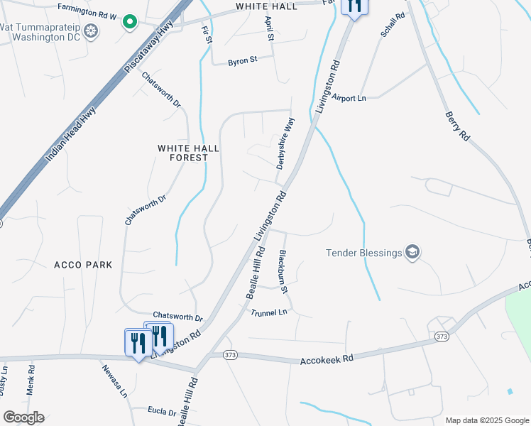 map of restaurants, bars, coffee shops, grocery stores, and more near 15209 Livingston Road in Accokeek