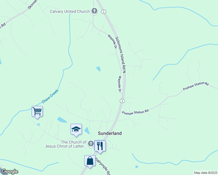 map of restaurants, bars, coffee shops, grocery stores, and more near 7120 Wayside Drive in Sunderland