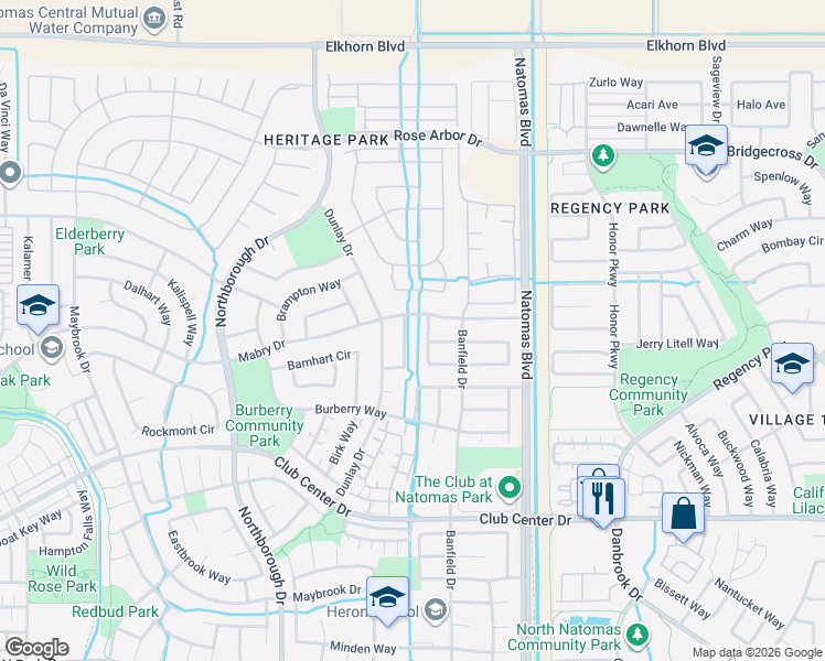 map of restaurants, bars, coffee shops, grocery stores, and more near 5560 Lackland Way in Sacramento