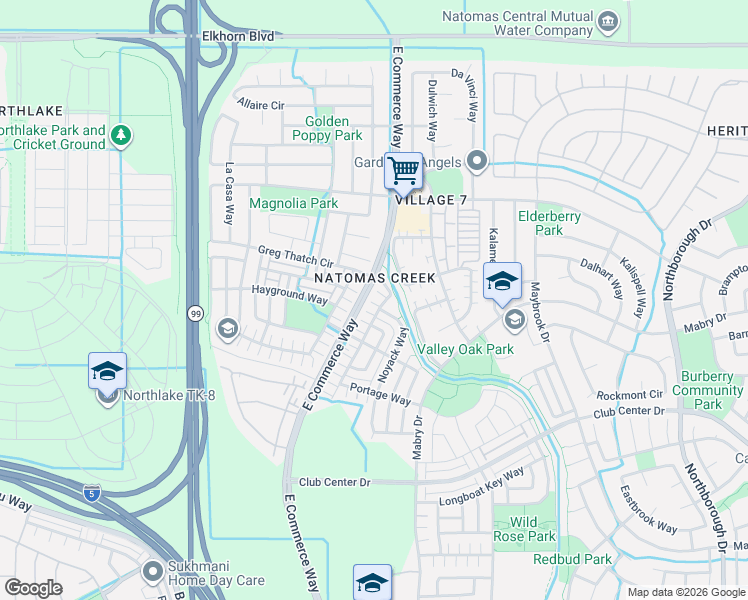 map of restaurants, bars, coffee shops, grocery stores, and more near 21 Bonack Place in Sacramento