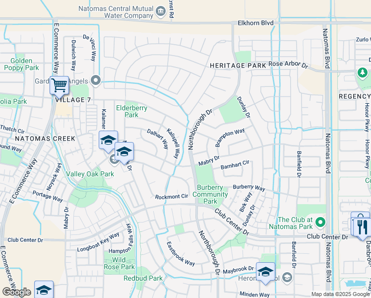map of restaurants, bars, coffee shops, grocery stores, and more near 2496 Krameria Avenue in Sacramento