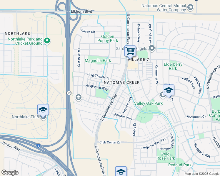 map of restaurants, bars, coffee shops, grocery stores, and more near 5506 Sagpond Way in Sacramento