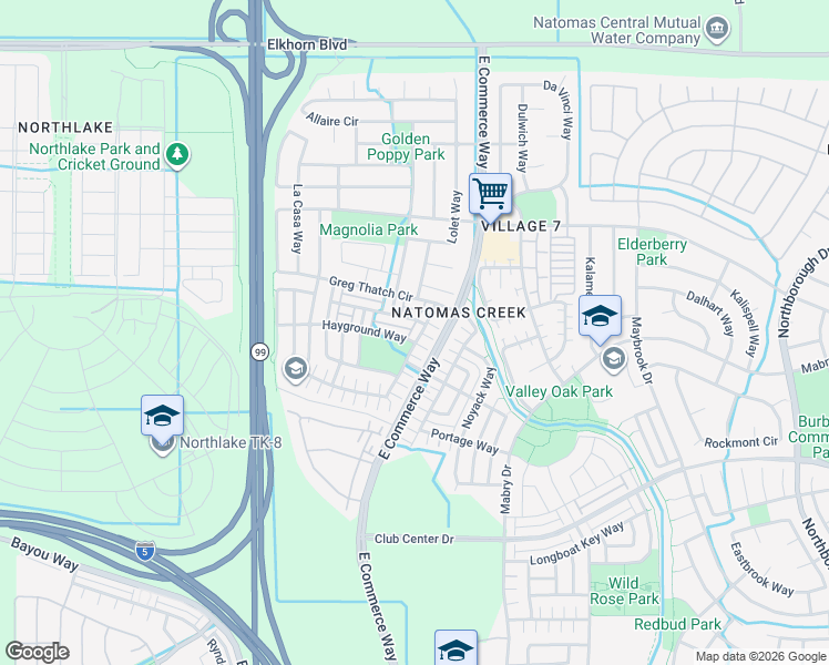 map of restaurants, bars, coffee shops, grocery stores, and more near 5506 Sagpond Way in Sacramento