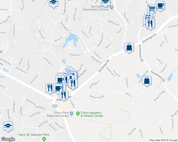 map of restaurants, bars, coffee shops, grocery stores, and more near 12750 Milan Court in Woodbridge
